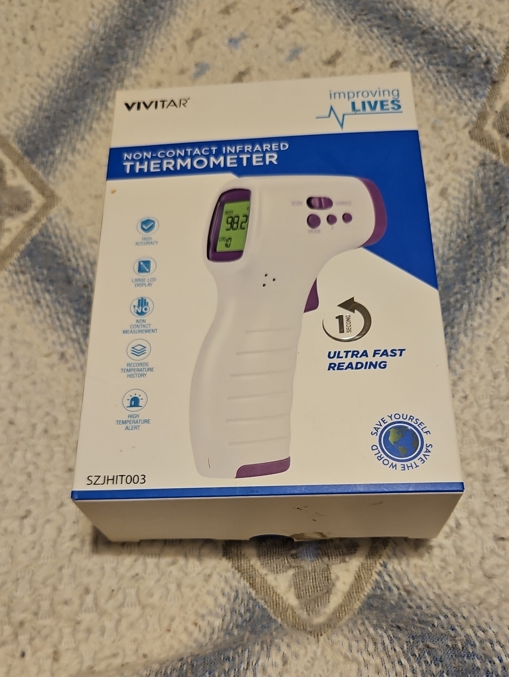 Vivitar White and Purple Non-Contact Infrared Thermometer